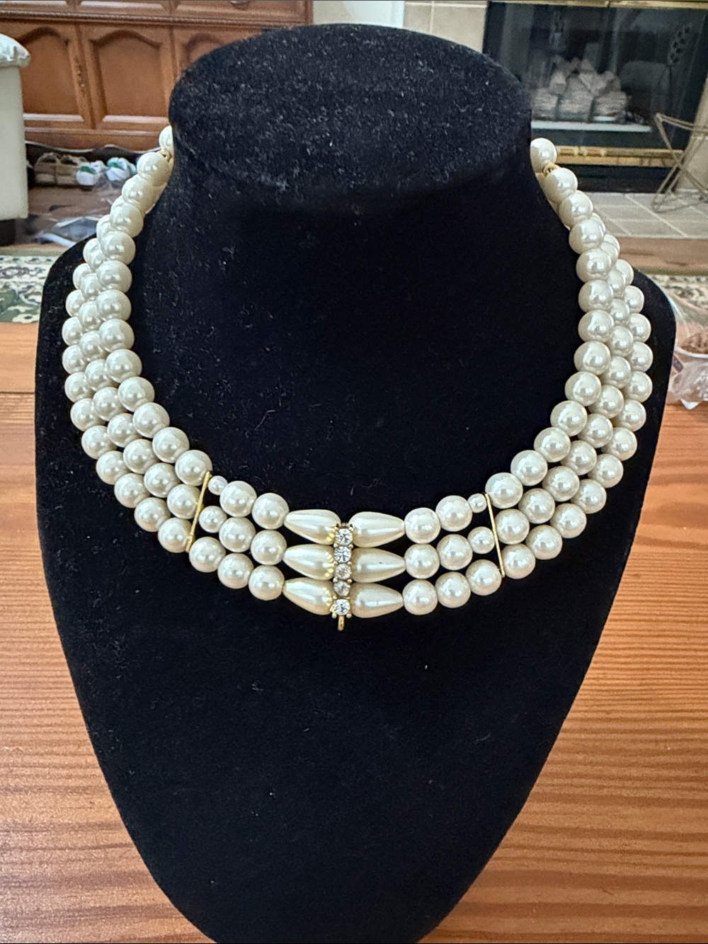 Classic Multi-Strand Faux Pearl Choker Collar Necklace